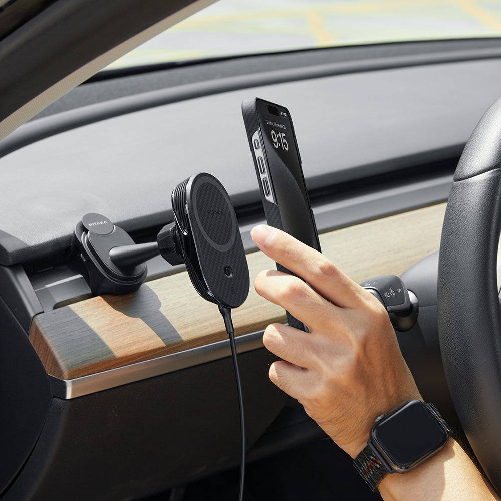 Pitaka MagEZ Pro 2 M-safe Şarj Özellikli Qi2 Tesla Model Y ve Model 3 Uyumlu Aramid Fiber Araç Telefon Tutucu Pitaka MagEZ Pro 2 M-safe Şarj Özellikli Qi2 Tesla Model Y ve Model 3 Uyumlu Aramid Fiber Araç Telefon Tutucu